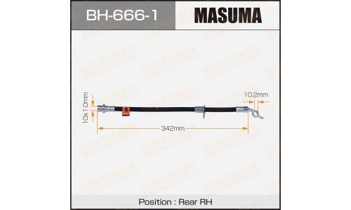 Шланг тормозной Masuma для Toyota Auris / Avensis, задний, правый, арт. BH-666-1