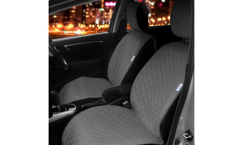 Накидки CARFORT SHAMMY для передних сидений, велюр, серый цвет, комплект 2шт