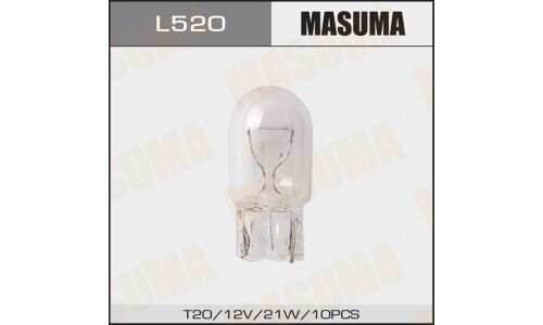 Лампа Masuma W21W (W3x16d, T20), 12В, 21Вт, комплект 10 шт, арт. L520