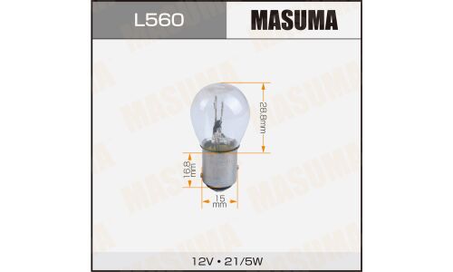 Лампа Masuma P21/5W (BAY15d, S25), 12В, 21/5Вт, комплект 10 шт, арт. L560