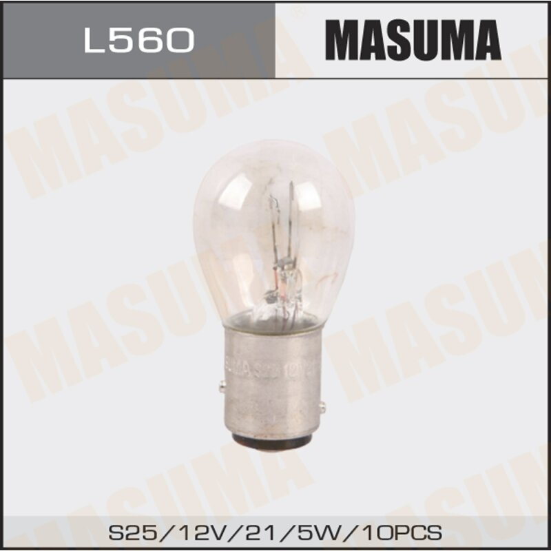 

Лампа Masuma P21/5W (BAY15d, S25), 12В, 21/5Вт, комплект 10 шт (стоимость за упаковку 10 шт