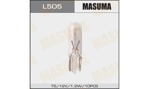 Лампа Masuma W1.2W (W2x4.6d, T5), 12В, 1.2Вт, комплект 10 шт, арт. L505