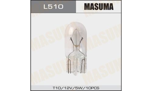 Лампа Masuma W5W (W2.1x9.5d, T10), 12В, 5Вт, комплект 10 шт