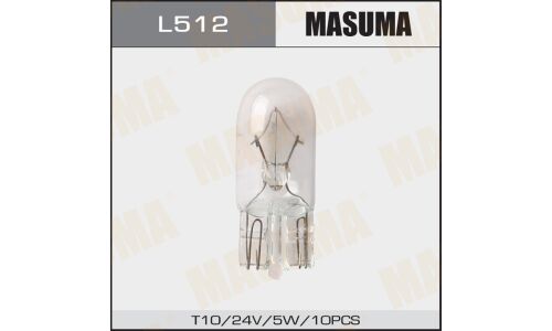 Лампа Masuma W5W (W2.1x9.5d, T10), 24В, 5Вт, комплект 10 шт