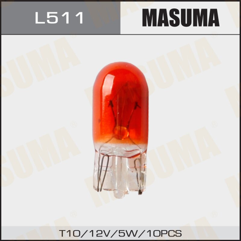 

Лампа Masuma WY5W (W2.1x9.5d, T10), 12В, 5Вт, оранжевая, комплект 10 шт (стоимость за упаковку 10 шт
