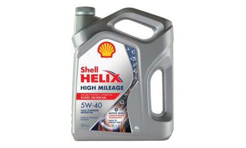 Масло моторное Shell Helix High Mileage 5w40 синтетическое, SN, ACEA A3/B4, универсальное, 4л, арт. 550050425