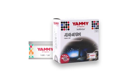 Ароматизатор на торпедо Yammy New Car (Новая машина), меловой, баночка, арт. S021