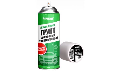 Грунт аэрозольный Rinkai Acrylic Primer, многоцелевой, акриловый, белый матовый, баллон 450мл, арт. RC1108