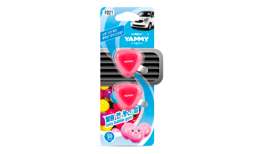 Ароматизатор в дефлектор Yammy Juicy Bubble Gum (Бабл Гам), жидкий, клипса, арт. F021