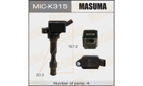 Катушка зажигания Masuma, для Hyundai Elantra, KIA Optima Hybrid (Nu), арт. MIC-K315