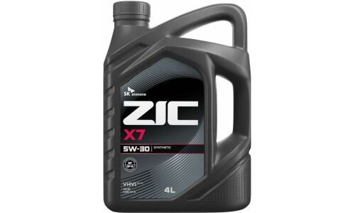 Масло моторное ZIC X7 5w30, синтетическое, API SP, ILSAC GF-6A, для бензинового двигателя, 4л, арт. 162675