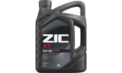 Масло моторное ZIC X7 5w30, синтетическое, API SQ, ILSAC GF-7A, для бензинового двигателя, 4л, арт. 162675