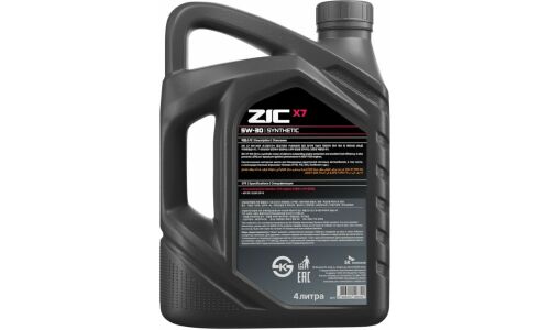 Масло моторное ZIC X7 5w30, синтетическое, API SP, ILSAC GF-6A, для бензинового двигателя, 4л, арт. 162675