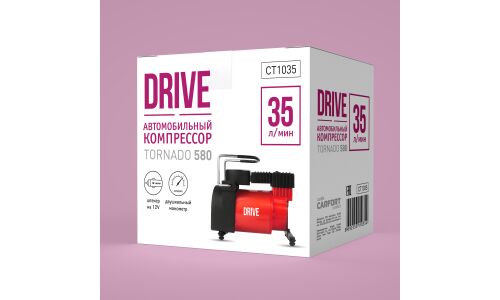 Компрессор автомобильный Drive Tornado 580, 12В, 10А, 35л/мин, 10атм, арт. CT1035