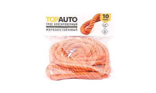 Трос буксировочный TOP AUTO, канат, скобы, нагрузка до 10т, длина 6м, арт. 1062КАП