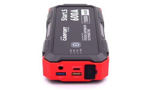 Портативное пусковое устройство Carfort Start.S с функцией Power Bank, 15000мАч, 12В, ток пуска 300А, 2 USB-порта, фонарик, арт. CFS-300