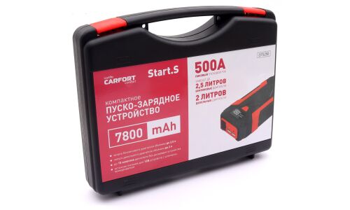 Портативное пусковое устройство Carfort Start.S с функцией Power Bank, 7800мАч, 12В, ток пуска 250А, 2xUSB порта, фонарик, арт. CFS-250