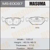 Колодки тормозные дисковые Masuma задние, комплект на ось (4 шт), арт. MS-E0097