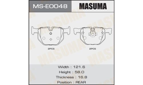 Колодки тормозные дисковые Masuma задние, комплект на ось (4 шт), арт. MS-E0048