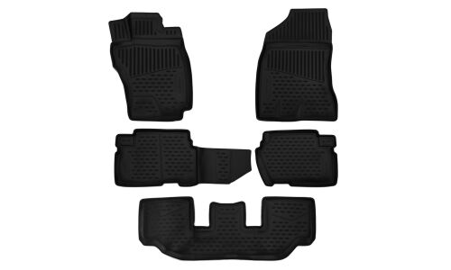 Коврики модельные Autofamily Element 3D для Toyota Wish 2009-2012, 2012+ (правый руль), для переднего и заднего ряда, полиуретан, черный цвет, 5шт