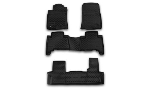 Коврики модельные Autofamily Element для Toyota Land Cruiser Prado, 7 мест, 2013+ (левый руль), для переднего и заднего ряда, полиуретан, черный цвет, 5 шт