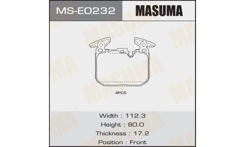 Колодки тормозные дисковые Masuma передние, комплект на ось (4 шт), арт. MS-E0232