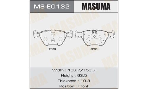 Колодки тормозные дисковые Masuma передние, комплект на ось (4 шт), арт. MS-E0132