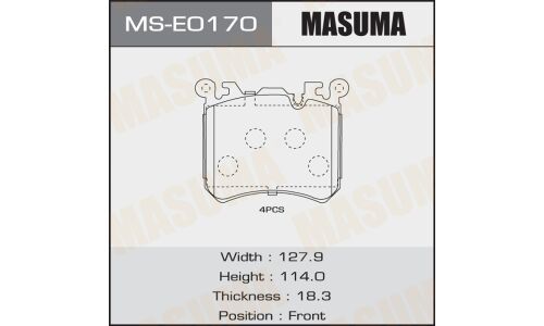 Колодки тормозные дисковые Masuma передние, комплект на ось (4 шт), арт. MS-E0170