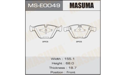 Колодки тормозные дисковые Masuma передние, комплект на ось (4 шт), арт. MS-E0049