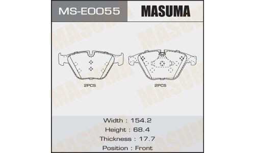 Колодки тормозные дисковые Masuma передние, комплект на ось (4 шт), арт. MS-E0055