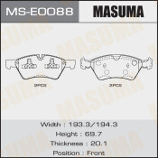 Колодки тормозные дисковые Masuma передние, комплект на ось (4 шт), арт. MS-E0088