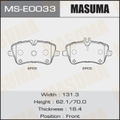 Колодки тормозные дисковые Masuma передние, комплект на ось (4 шт), арт. MS-E0033