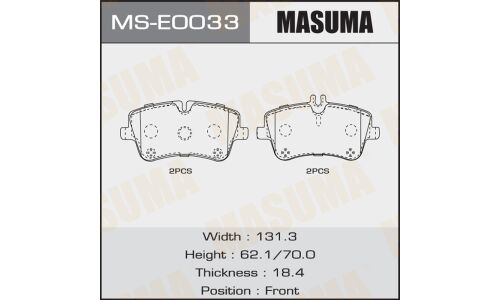 Колодки тормозные дисковые Masuma передние, комплект на ось (4 шт), арт. MS-E0033