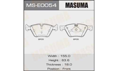 Колодки тормозные дисковые Masuma передние, комплект на ось (4 шт), арт. MS-E0054