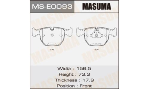 Колодки тормозные дисковые Masuma передние, комплект на ось (4 шт), арт. MS-E0093