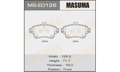 Колодки тормозные дисковые Masuma передние, комплект на ось (4 шт), арт. MS-E0126