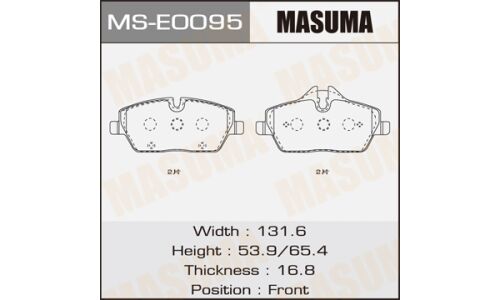 Колодки тормозные дисковые Masuma передние, комплект на ось (4 шт), арт. MS-E0095