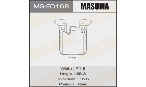 Колодки тормозные дисковые Masuma задние, комплект на ось (4 шт), арт. MS-E0168