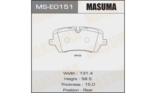 Колодки тормозные дисковые Masuma задние, комплект на ось (4 шт), арт. MS-E0151
