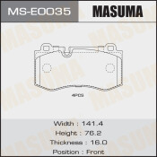 Колодки тормозные дисковые Masuma, передние, комплект на ось (4 шт), арт. MS-E0035