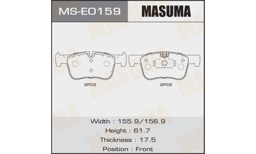 Колодки тормозные дисковые Masuma передние, комплект на ось (4 шт), арт. MS-E0159