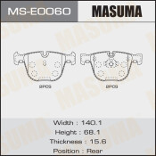Колодки тормозные дисковые Masuma задние, комплект на ось (4 шт), арт. MS-E0060