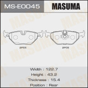 Колодки тормозные дисковые Masuma задние, комплект на ось (4 шт), арт. MS-E0045