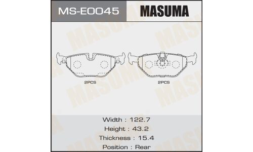 Колодки тормозные дисковые Masuma задние, комплект на ось (4 шт), арт. MS-E0045
