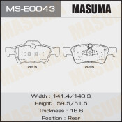 Колодки тормозные дисковые Masuma задние, комплект на ось (4 шт), арт. MS-E0043