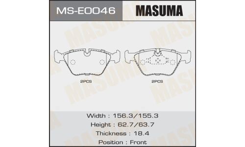 Колодки тормозные дисковые Masuma передние, комплект на ось (4 шт), арт. MS-E0046
