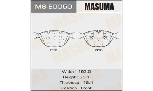 Колодки тормозные дисковые Masuma передние, комплект на ось (4 шт), арт. MS-E0050