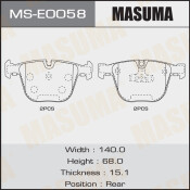 Колодки тормозные дисковые Masuma задние, комплект на ось (4 шт), арт. MS-E0058