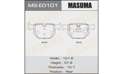 Колодки тормозные дисковые Masuma задние, комплект на ось (4 шт), арт. MS-E0101