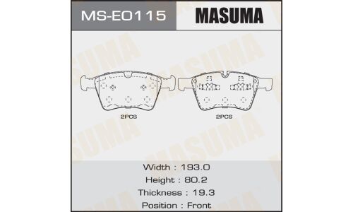 Колодки тормозные дисковые Masuma передние, комплект на ось (4 шт), арт. MS-E0115